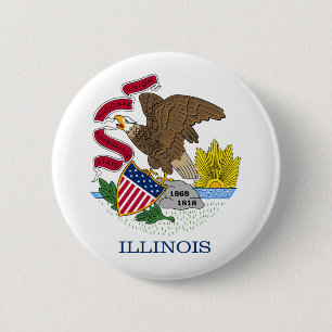 Macaron Rond 5 Cm Bouton de drapeau de l'Illinois
