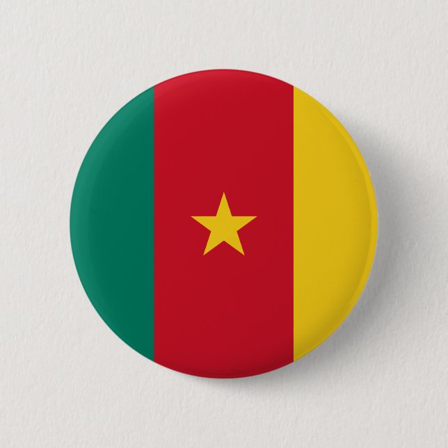 Macaron Rond 5 Cm Bouton de drapeau du Cameroun (Devant)
