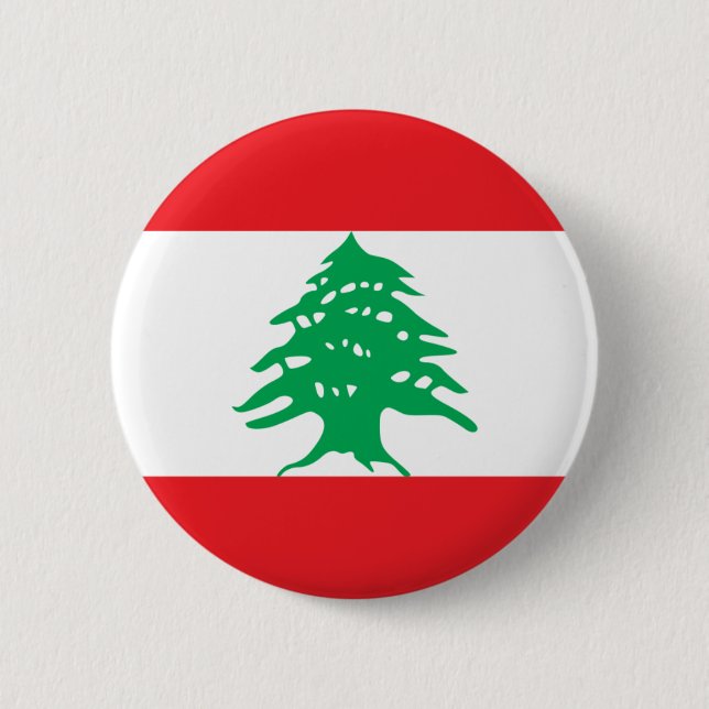 Macaron Rond 5 Cm Bouton de drapeau du Liban (Devant)