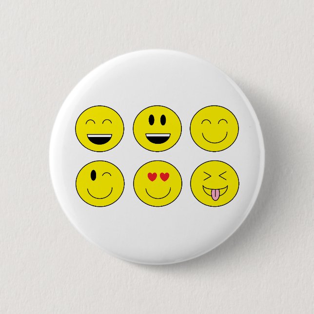 Macaron Rond 5 Cm Bouton de "Emojis" (Devant)
