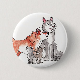 Macaron Rond 5 Cm Bouton de famille de loup