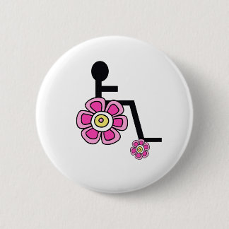 Macaron Rond 5 Cm Bouton de fauteuil roulant de flower power