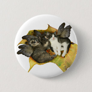 Macaron Rond 5 Cm Bouton de fées de chaton