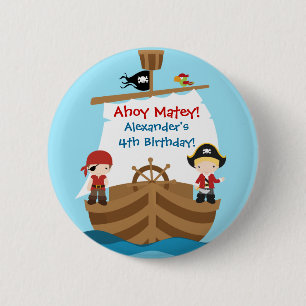 Macaron Rond 5 Cm Bouton de fête d'anniversaire de bateau de pirate