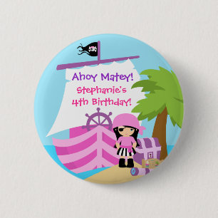 Macaron Rond 5 Cm Bouton de fête d'anniversaire de fille de bateau