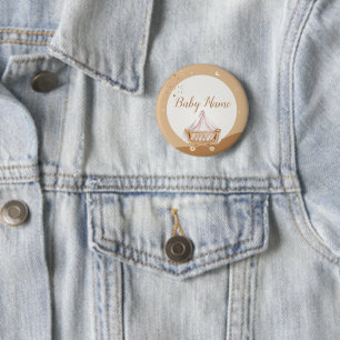 Macaron Rond 5 Cm Bouton de fête d'Aqiqah personnalisé Baby shower F