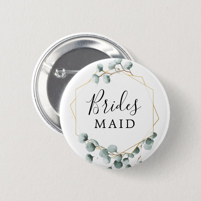 Macaron Rond 5 Cm Bouton de fête de mariée Eucalyptus Green (Devant & derrière)