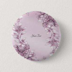 Macaron Rond 5 Cm Bouton de feuillage floral rose
