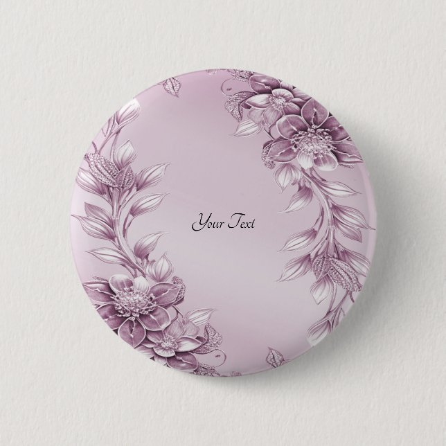 Macaron Rond 5 Cm Bouton de feuillage floral rose (Devant)