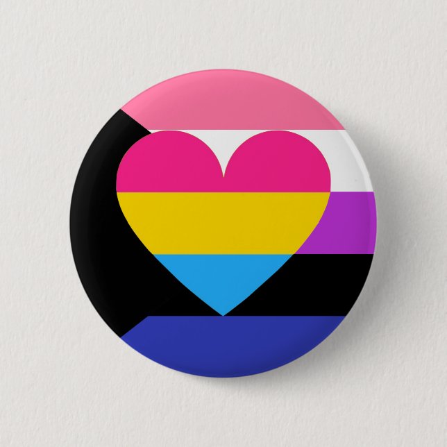 Macaron Rond 5 Cm Bouton de fierté de Genderfluid Panromantic (Devant)