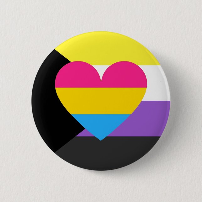Macaron Rond 5 Cm Bouton de fierté de Nonbinary Panromantic (Devant)
