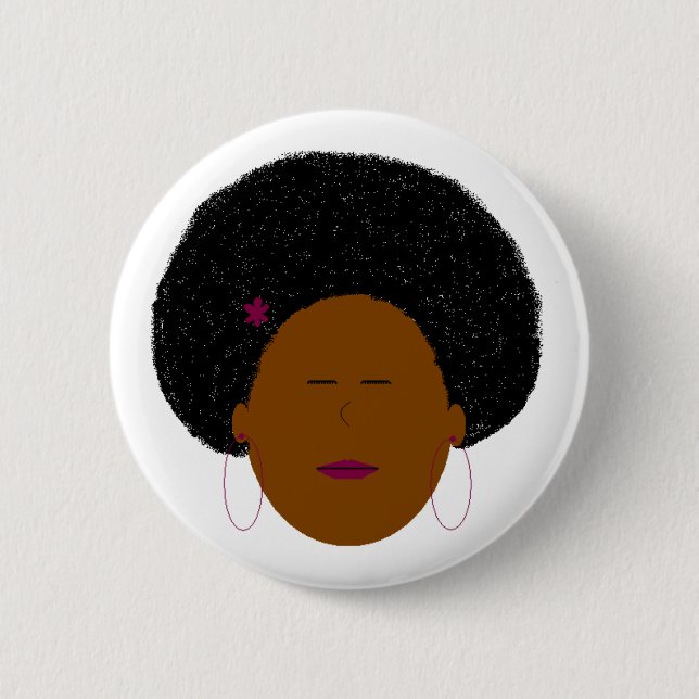 Macaron Rond 5 Cm Bouton de fille d'Afro (Devant)