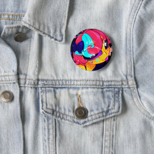 Macaron Rond 5 Cm Bouton de fille d'anime coloré mignon