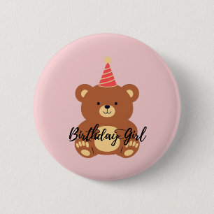 Macaron Rond 5 Cm Bouton de fille d'anniversaire