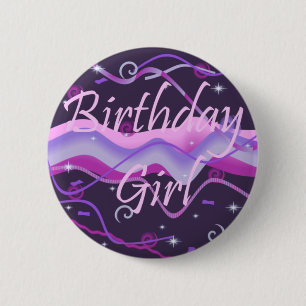Macaron Rond 5 Cm Bouton de fille d'anniversaire