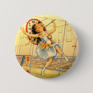 Macaron Rond 5 Cm Bouton de fille de cirque vintage
