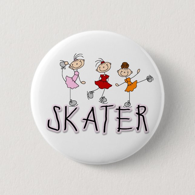 Macaron Rond 5 Cm Bouton de fille de patineur (Devant)