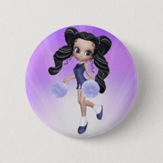Macaron Rond 5 Cm Bouton de fille de pom-pom girl de brune