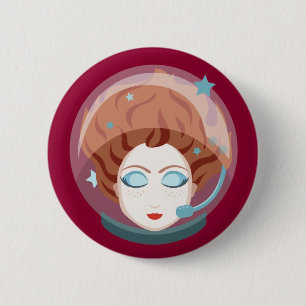 Macaron Rond 5 Cm Bouton de fille spatiale astronaute