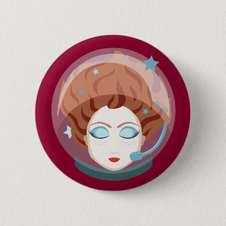 Macaron Rond 5 Cm Bouton de fille spatiale astronaute