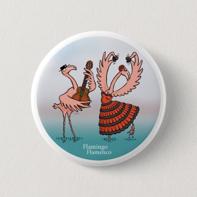 Macaron Rond 5 Cm Bouton de flamenco de Flamant rose (Devant)