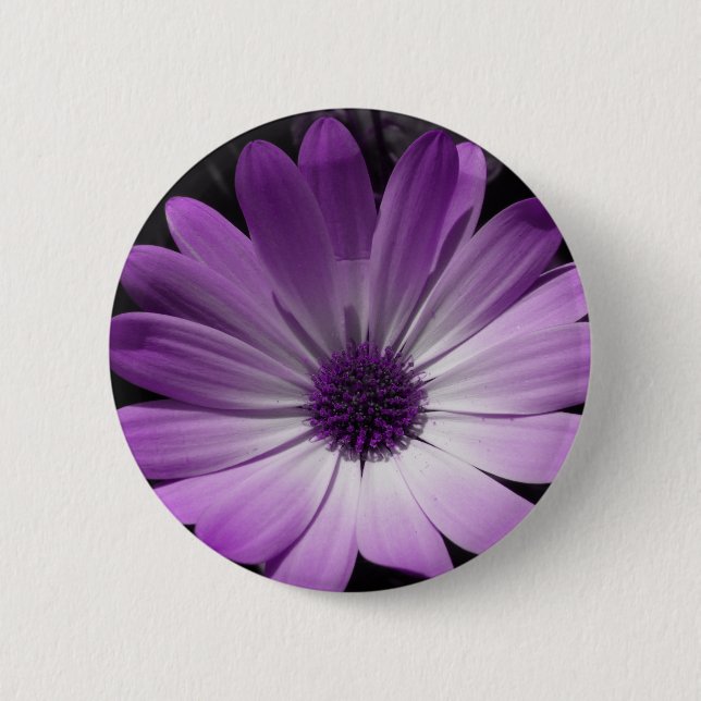 Macaron Rond 5 Cm Bouton de fleur de marguerite violette (Devant)