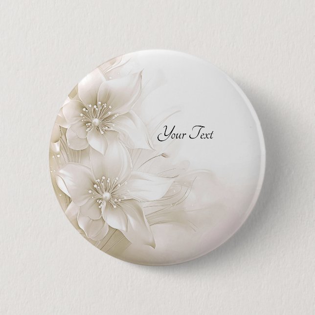 Macaron Rond 5 Cm Bouton de fleurs blanc ivoire (Devant)