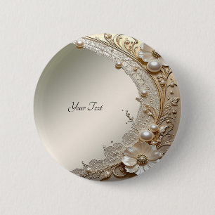 Macaron Rond 5 Cm Bouton de fleurs blanches modernes perles