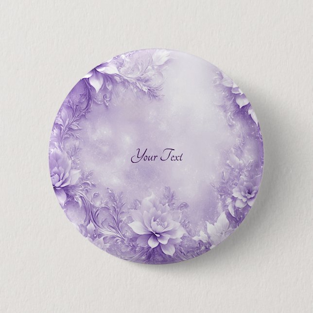 Macaron Rond 5 Cm Bouton de fleurs blanches violettes (Devant)