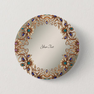 Macaron Rond 5 Cm Bouton de fleurs de bijoux en or élégant