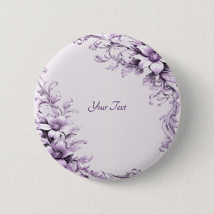 Macaron Rond 5 Cm Bouton de fleurs violettes élégantes