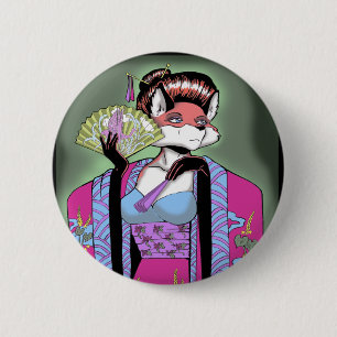 Macaron Rond 5 Cm Bouton de Fox de geisha