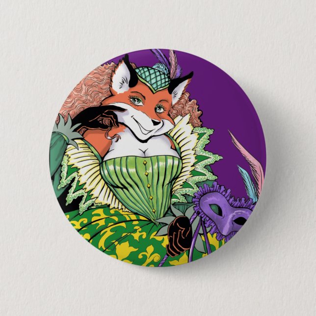 Macaron Rond 5 Cm Bouton de Fox de mascarade (Devant)