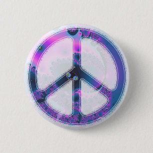 Macaron Rond 5 Cm bouton de fractale de paix