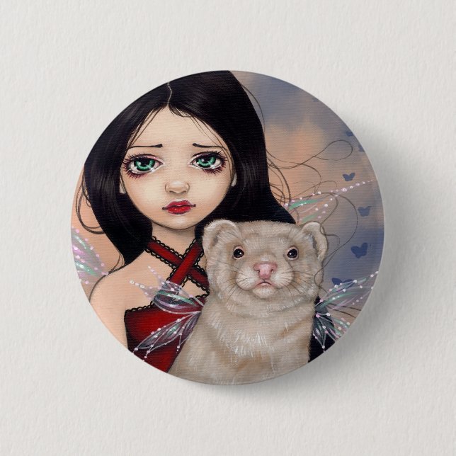 Macaron Rond 5 Cm Bouton "de furet à ailes" (Devant)