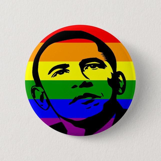 Macaron Rond 5 Cm Bouton de gay pride d'Obama (Devant)