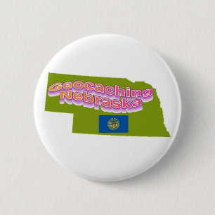 Macaron Rond 5 Cm Bouton de Geocaching Nébraska