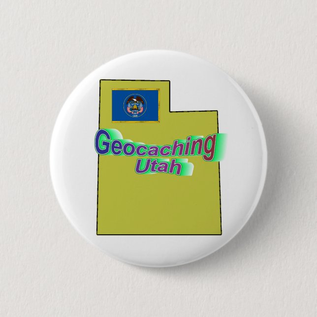 Macaron Rond 5 Cm Bouton de Geocaching Utah (Devant)