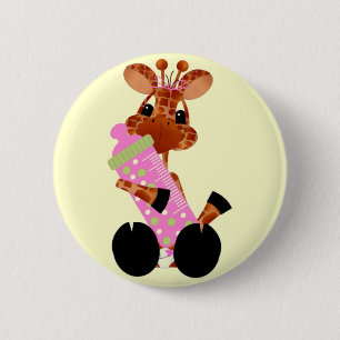 Macaron Rond 5 Cm Bouton de girafe de bébé