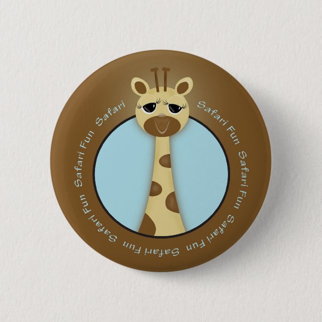 Macaron Rond 5 Cm Bouton de girafe de safari (Devant)