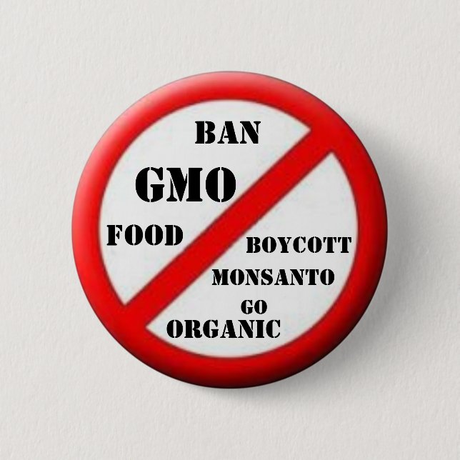 Macaron Rond 5 Cm Bouton de GMO d'interdiction (Devant)