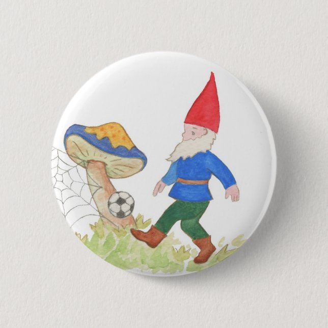 Macaron Rond 5 Cm Bouton de gnome du football (Devant)
