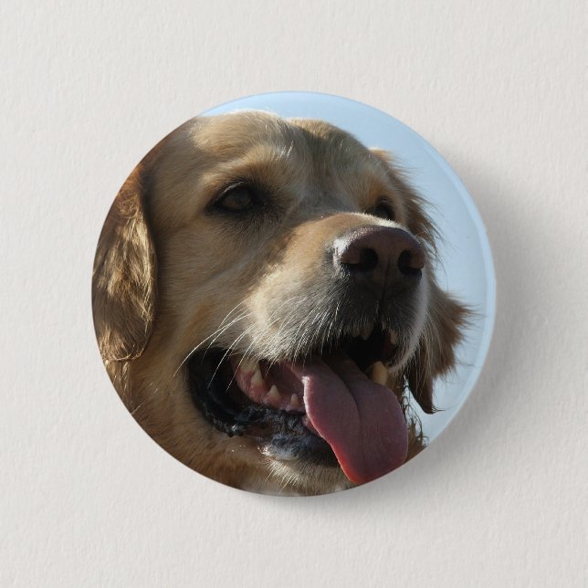 Macaron Rond 5 Cm Bouton de golden retriever (Devant)
