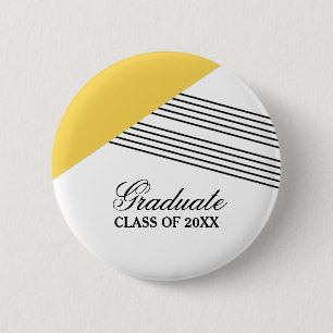 Macaron Rond 5 Cm Bouton de graduation jaune de bande géométrique