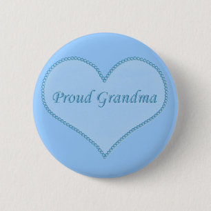 Macaron Rond 5 Cm Bouton de grand-mère fier, Bleu