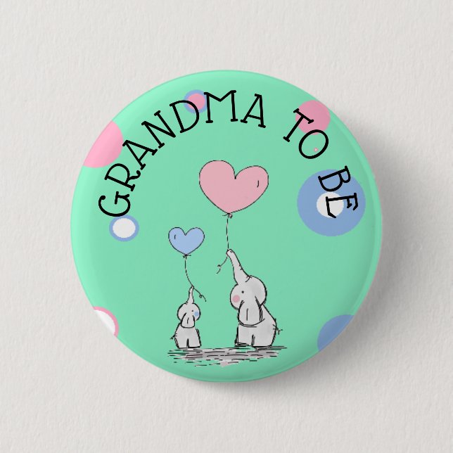Macaron Rond 5 Cm Bouton de grand-mère pour être un éléphant Baby sh (Devant)