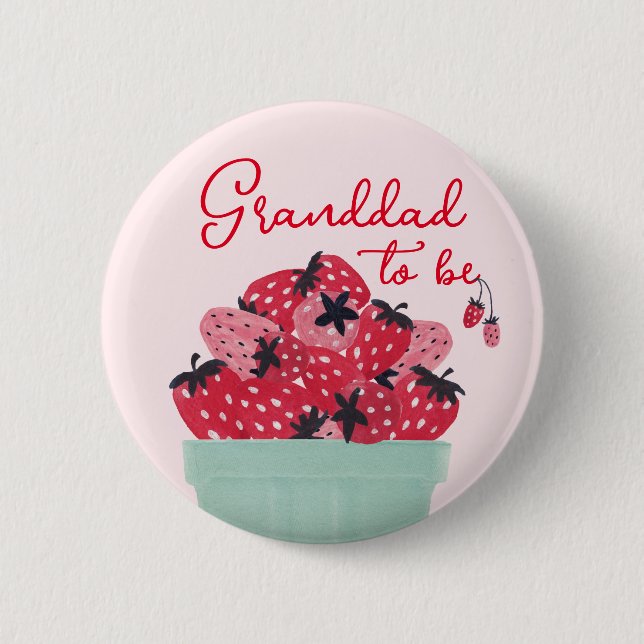 Macaron Rond 5 Cm Bouton de grand-père Baby shower doux Berry (Devant)