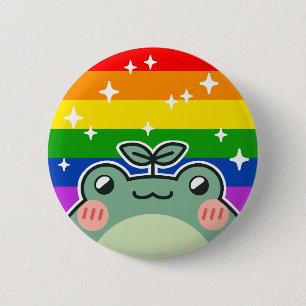 Macaron Rond 5 Cm Bouton de grenouille à drapeau LGBT Pride Arc-en-c