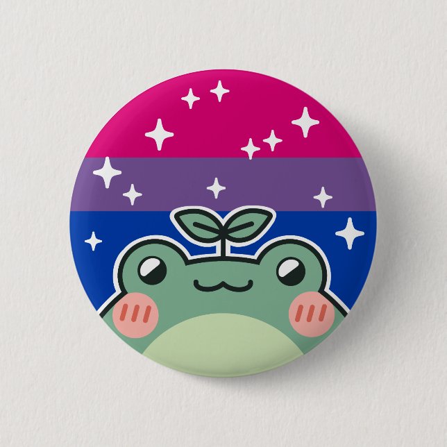Macaron Rond 5 Cm Bouton de grenouille à drapeau LGBT Pride Bisexual (Devant)
