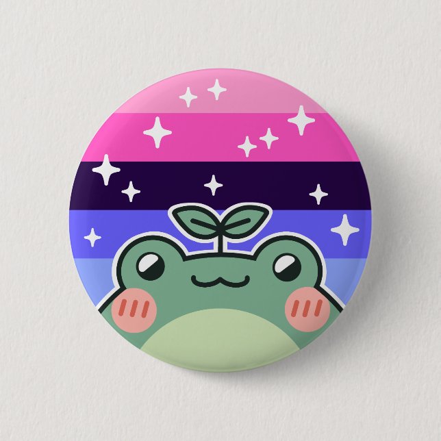 Macaron Rond 5 Cm Bouton de grenouille à drapeau LGBT Pride Omnisexu (Devant)